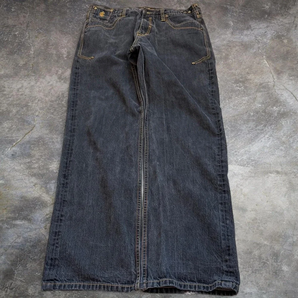 Vintage Rocawear Distressed Faded Black Jeans Men's 35x32 Skater Grunge Goth Y2K